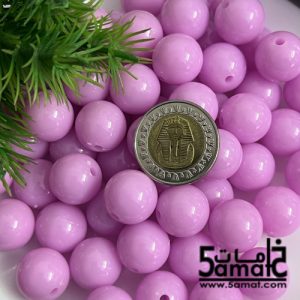خرز بلاستيك مدور كبير مقاس 16مم -لون ليلاه  – 75 جرام – في حدود 36 حبه – يكفي لعمل عقد بطول 55 سم
