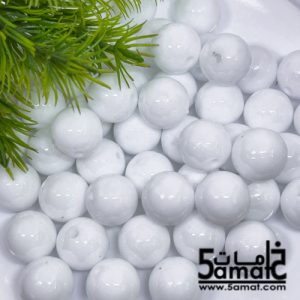 خرز بلاستيك  مدور كبير مقاس 16مم -لون أبيض – 75 جرام – في حدود 36 حبه – يكفي لعمل عقد بطول 55 سم