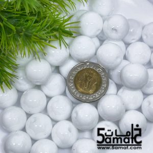 خرز بلاستيك  مدور كبير مقاس 16مم -لون أبيض – 75 جرام – في حدود 36 حبه – يكفي لعمل عقد بطول 55 سم