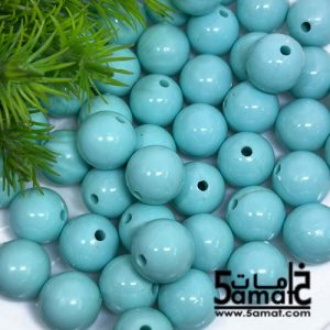 خرز بلاستيك مدور كبير مقاس 16مم -لون فيروزي فاتح (Light Turquoise) – 75 جرام – في حدود 36 حبه – يكفي لعمل عقد بطول 55 سم