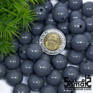 خرز بلاستيك  مدور كبير مقاس 16مم -لون رمادي  – 75 جرام – في حدود 36 حبه – يكفي لعمل عقد بطول 55 سم