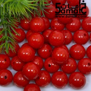 خرز بلاستيك مدور كبير مقاس 16مم -لون أحمر – 75 جرام – في حدود 36 حبه – يكفي لعمل عقد بطول 55 سم