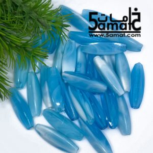 خرز بلاستيك طويل طول 27مم × 8مم – لبني رخامي- 25 جرام