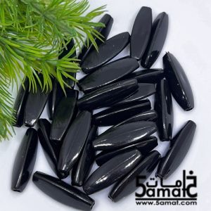 خرز بلاستيك طويل طول 27مم × 8مم – أسود- 25 جرام