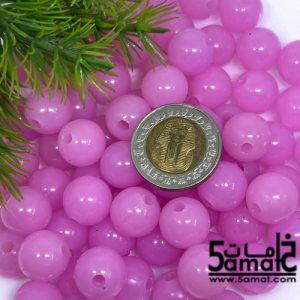خرز بلاستيك  مدور كبير مقاس 14مم – بينك  – 75 جرام – في حدود 57 حبه