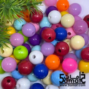 خرز بلاستيك  مدور كبير مقاس 14مم -ميكس  – 75 جرام – في حدود 57 حبه