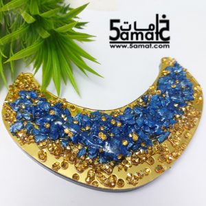 طوق كردان كبير هاندميد قطعه فريده غير متكرره  بالأحجار والصدف عرض 12.5 سم سمك 7 ملم
