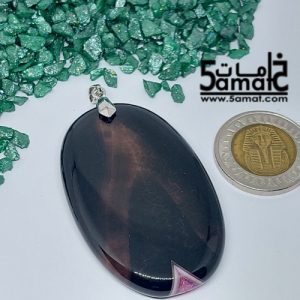 دلايه عقيق مصقول غير متكرره  بتعليقه معدن- كودWN20261