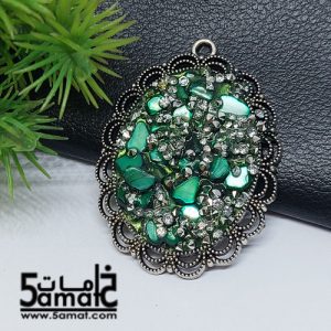 دلايه  بالاحجار والصدف- اطار معدن فضي – هاند ميد قطعه غير متكرره