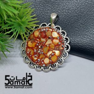 دلايه  بالاحجار والصدف- اطار معدن فضي – هاند ميد قطعه غير متكرره