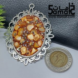 دلايه  بالاحجار والصدف- اطار معدن فضي – هاند ميد قطعه غير متكرره