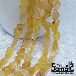 فرع مفرد عقيق أصفر شبه شفاف- حبات متوسطه روك غير منتظمه – من 36 ل38 سم – كود AG2026