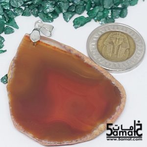 دلايه عقيق مصقول غير متكرره  بتعليقه معدن- كودWN20261