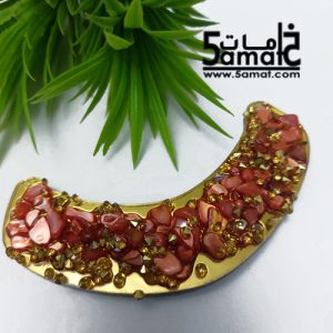 طوق كردان كبير هاندميد قطعه فريده غير متكرره  بالأحجار والصدف عرض 9.5 سمك 7 ملم