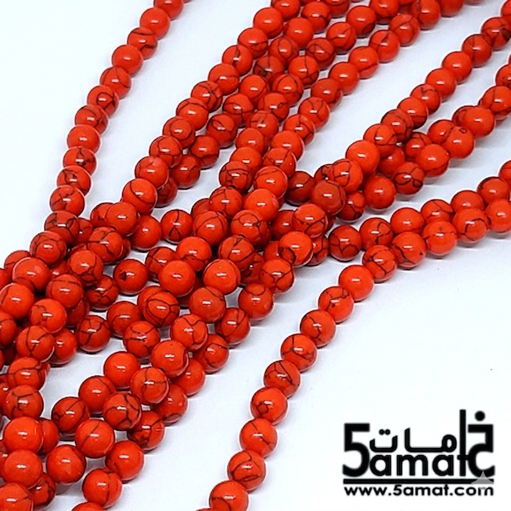 فيروز أحمر بعروق سوداء فاخر - فرع مفرد مقاس 6- طول الفرع في حدود 38 سم
