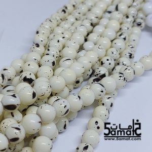 فرع خرز مرمر دبل زجاج مقاس 8 – كريم في أسود- في حدود 100 حبه