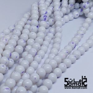 فرع خرز مرمر دبل زجاج مقاس 8 – لون أبيض في موف- في حدود 100 حبه