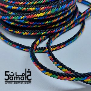 متر شريط كردون مجدول مبطط أسود في ألوان