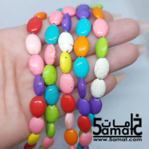 فرع خرز فيروز بيضاوي صغير – طول الحبه 13ملم – في حدود 18حبه