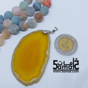 دلايه عقيق مصقول غير متكرره  بتعليقه معدن- كودWN20263