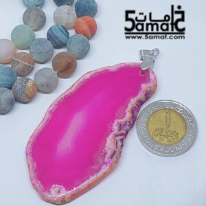 دلايه عقيق مصقول غير متكرره  بتعليقه معدن- كودWN20263