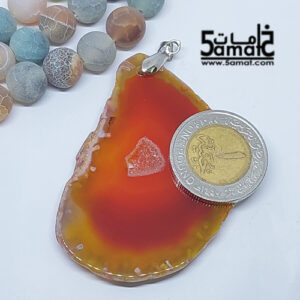 دلايه عقيق مصقول غير متكرره  بتعليقه معدن- كودWN20263