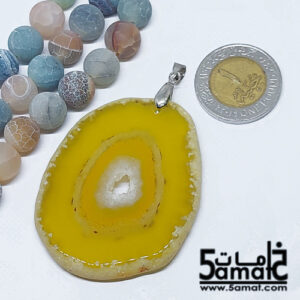 دلايه عقيق مصقول غير متكرره  بتعليقه معدن- كودWN20263