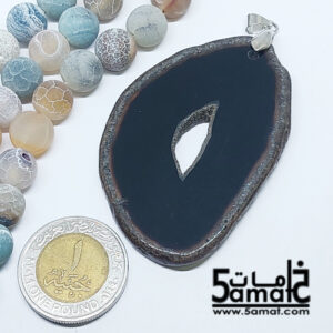 دلايه عقيق مصقول غير متكرره  بتعليقه معدن- كودWN20263
