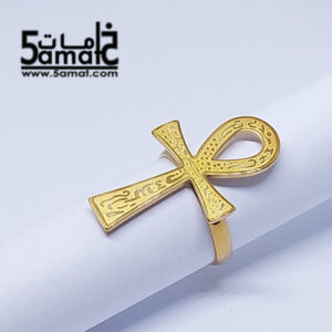 خاتم  ستانلس ذهبي – فري سايز – قابل للتوسيع –  مقاوم للصدأ – موديل فرعوني