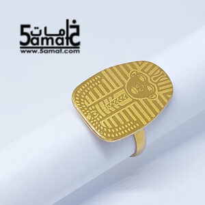 خاتم  ستانلس ذهبي – فري سايز – قابل للتوسيع –  مقاوم للصدأ – موديل فرعوني