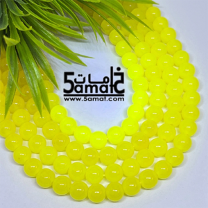 فرع دبل خرز مرمر زجاج مقاس 10 – أصفر نيون   – الفرع أكثر من 80 حبه