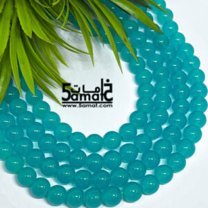 فرع خرز مرمر دبل زجاج مقاس 8 – لون فيروزي – في حدود 100 حبه
