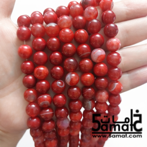 فرع عقيق سليماني ناعم أملس مقاس 10 – من 36 ل37 حبه كود ِAGNO20261- أحمر قاني