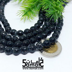 فرع عقيق كراكد فروستد مقاس 8 -لBlack cracked  agate – من 46 ل47 حبه