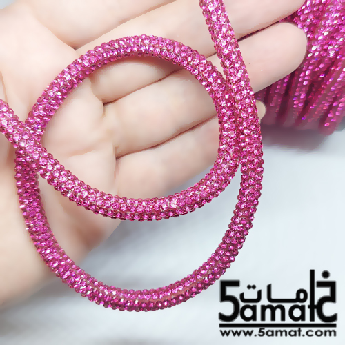 متر خرطوم ستراس فصوص فاخر -لحامل الموبايل والاساور والاعمال الفنيه - قطر 5 ملم - فوشيا - الصورة 3