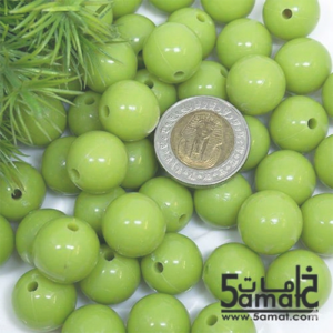 خرز بلاستيك مدور كبير مقاس 16مم -لون أخضر تفاحي  – 75 جرام – في حدود 36 حبه – يكفي لعمل عقد بطول 55 سم